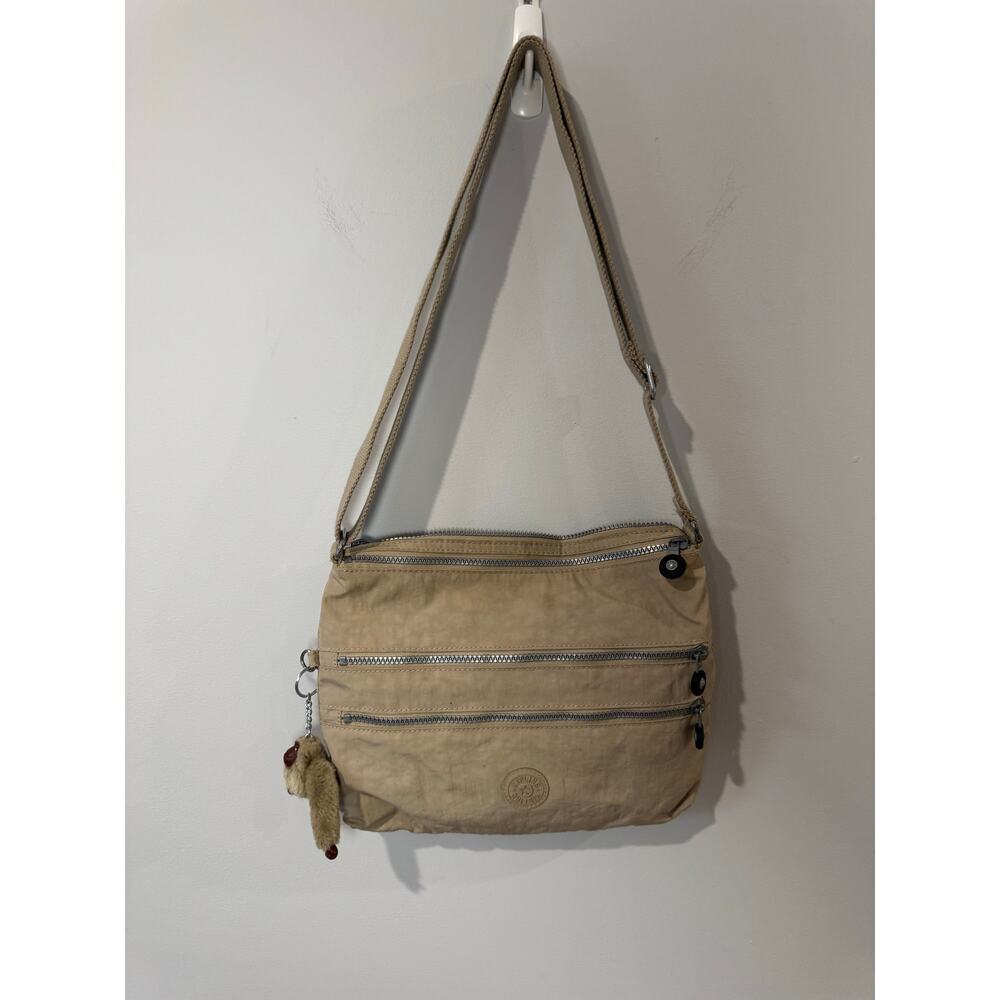 Kipling Alvar Nylon Crossbody Bag Tan with Monkey Keychain
